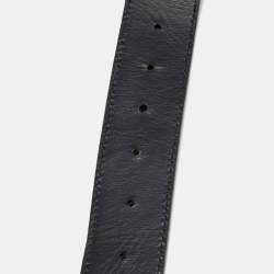 Pre Owned حزام غوتشي جلد غوتشيسيما أسود بإبزيم حروف G متداجلة 90 سم