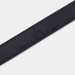 Pre Owned Gucci Black Leather GG Marmont Slim Belt 75CM