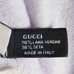 Gucci Lilac GG Monogram Wool & Silk Fringed Shawl 