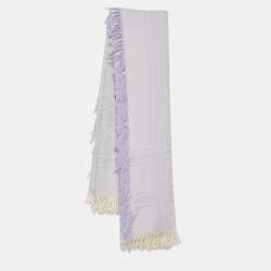 Gucci Lilac GG Monogram Wool & Silk Fringed Shawl 
