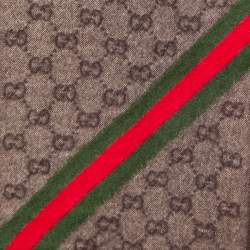 مملوكة مسبقًا Gucci Brown GG Jacquard Wool Fringed Muffler 