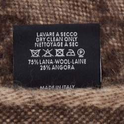 مملوكة مسبقًا Gucci Brown GG Jacquard Wool Fringed Muffler 
