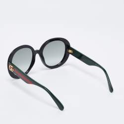 Pre Owned Gucci Black/Web GG0712S Round Sunglasses