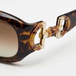 Pre Owned Gucci Brown Havana/ Grey Gradient GG 2970 Bamboo Horsebit Rectangle Sunglasses