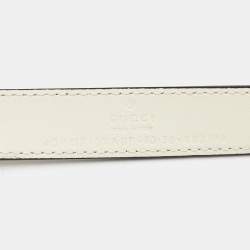 Pre Owned Gucci Off White Leather GG Marmont Slim Buckle Belt 90CM