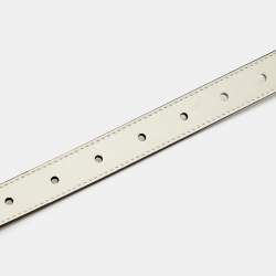 Pre Owned Gucci Off White Leather GG Marmont Slim Buckle Belt 90CM