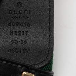 Pre Owned Gucci Black Web Canvas and Leather GG Marmont Buckle Belt 90CM
