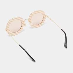 Pre Owned نظارة شمسية غوتشي GG0113S سواف ارمور وردي مونوكرومي مخطط مستديرة