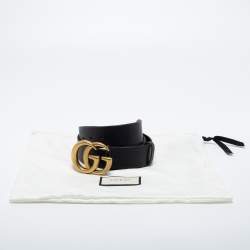Pre Owned حزام غوتشي جي جي مارمونت جلد أسود بإبزيم 80 سم