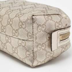 Pre Owned Gucci Metallic Gold GG Leather Pouch