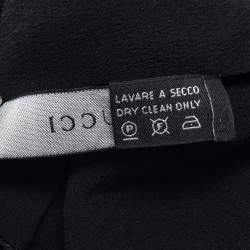 Pre Owned Gucci Black Crepe Silk Fringed Stole