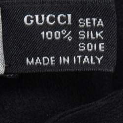 Pre Owned Gucci Black Crepe Silk Fringed Stole