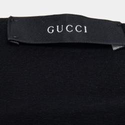 Pre Owned Gucci Black Crepe Silk Fringed Stole