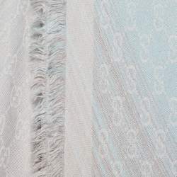 Gucci Light Blue Ombre Guccissima Jacquard Wool & Silk Triangle Shawl