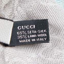 Gucci Light Blue Ombre Guccissima Jacquard Wool & Silk Triangle Shawl