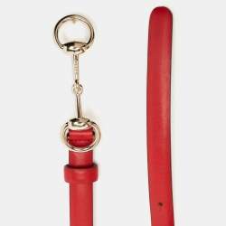 Pre Owned Gucci Red Leather Horsebit Skinny Buckle Belt 95CM