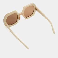 Pre Owned Gucci Ivory/Brown GG0772S Oversized Sunglasses