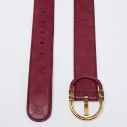 مملوكة مسبقًا Gucci Plum Guccissima Leather Buckle Belt 80 CM