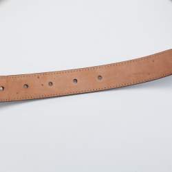 Pre Owned Gucci Black Leather Framed Double G Buckle Belt 90 CM