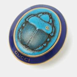 Gucci Aged Gold Tone Turquoise Beetle Cocktail Ring S