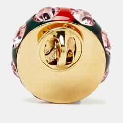 Pre Owned Gucci Vintage Sylvie Web Crystal Pin Brooch