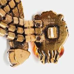 Pre Owned Gucci Multi Strand Crystal Lion Head Choker Necklace S