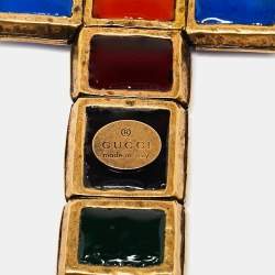 Gucci Multicolor Gripoix Cross Pendant Necklace