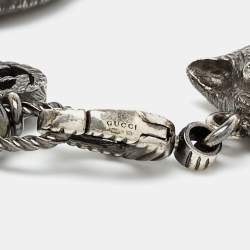 Pre Owned Gucci Sterling Silver Garden Feline Charm Bracelet