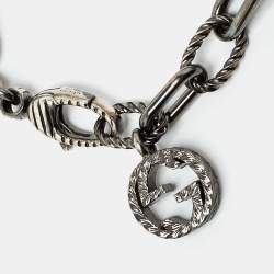 Pre Owned Gucci Sterling Silver Garden Feline Charm Bracelet