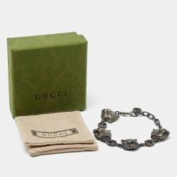 Pre Owned Gucci Sterling Silver Garden Feline Charm Bracelet
