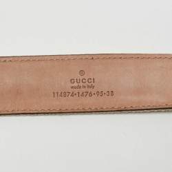 مملوكة مسبقًا Gucci Beige/Tan Nylon and Leather Interlocking G Belt 95CM