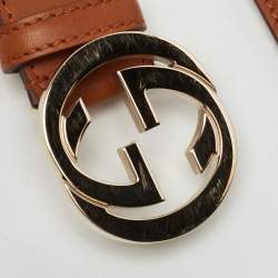 مملوكة مسبقًا Gucci Beige/Tan Nylon and Leather Interlocking G Belt 95CM