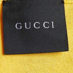 Pre Owned Gucci Yellow GG Jacquard Wool & Silk Stole 