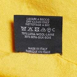 Pre Owned Gucci Yellow GG Jacquard Wool & Silk Stole 