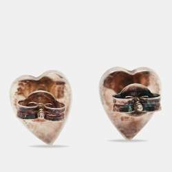 Pre Owned Gucci Sterling Silver Heart Stud Earrings