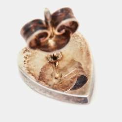 Pre Owned Gucci Sterling Silver Heart Stud Earrings