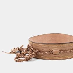 Pre Owned Gucci Beige Leather Bamboo Tassel Waist Belt 80CM