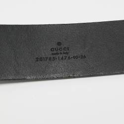 مملوكة مسبقًا Gucci Black Leather Horse Head G Buckle Belt 90 CM