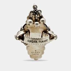 Pre Owned Gucci Aged Sterling Silver Multicolor Beaded Anger Forest Ring Size EU 51