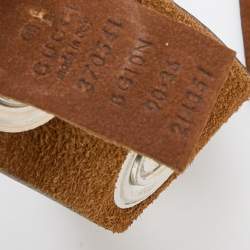 Pre Owned Gucci Brown Nubuck Leather Grommet Buckle Belt Size 90CM