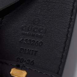 مملوكة مسبقًا Gucci Black Leather Pearl Embellished Double G Buckle Belt 90 CM