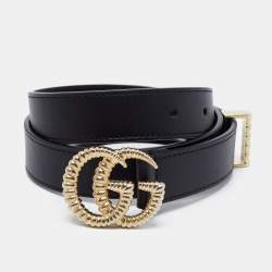 100% authentic Gucci black leather belt with gold Double G buckle 75cm/30