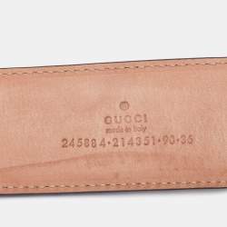 مملوكة مسبقًا Gucci Blue Leather Interlocking G Logo Buckle Belt 90CM