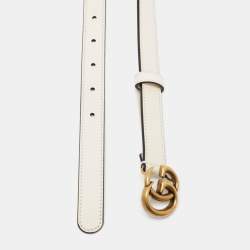 Pre Owned Gucci Off White Leather GG Marmont Belt 75CM
