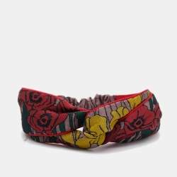 Gucci Red Floral Jacquard Silk Headband 