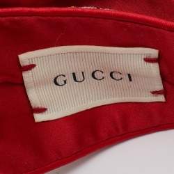 Gucci Red Floral Jacquard Silk Headband 