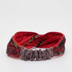 Gucci Red Floral Jacquard Silk Headband 