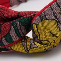 Gucci Red Floral Jacquard Silk Headband 