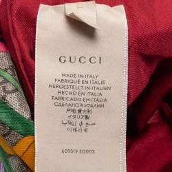 Pre Owned Gucci Beige/Red GG Flora Print Silk Headband