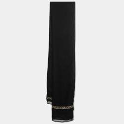 Gucci Black GG Lurex Woven Silk Cashmere Scarf 